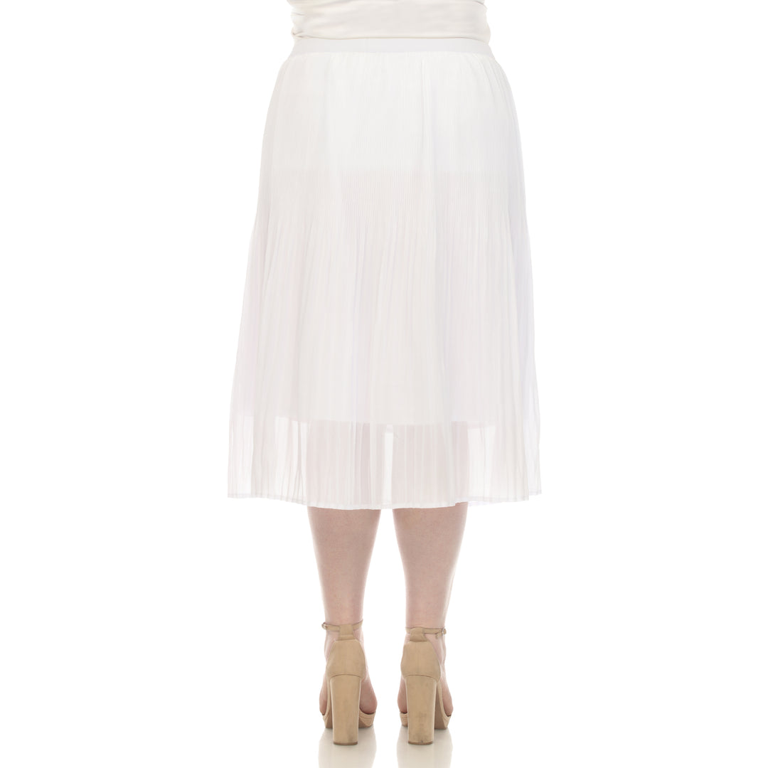 Plus Size Pleated Chiffon Midi Skirt