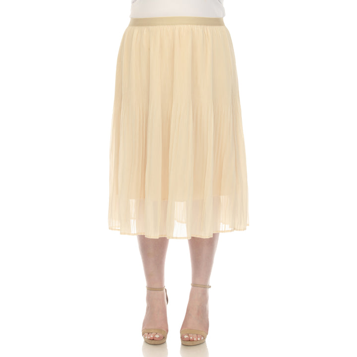 Plus Size Pleated Chiffon Midi Skirt