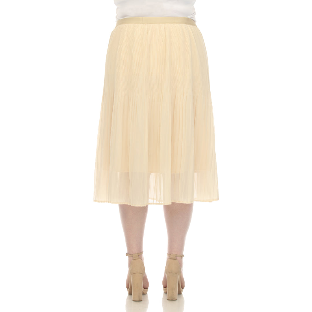 Plus Size Pleated Chiffon Midi Skirt