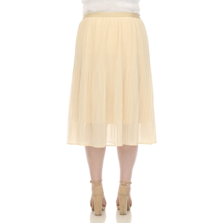 Plus Size Pleated Chiffon Midi Skirt