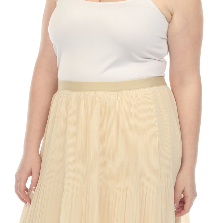 Plus Size Pleated Chiffon Midi Skirt