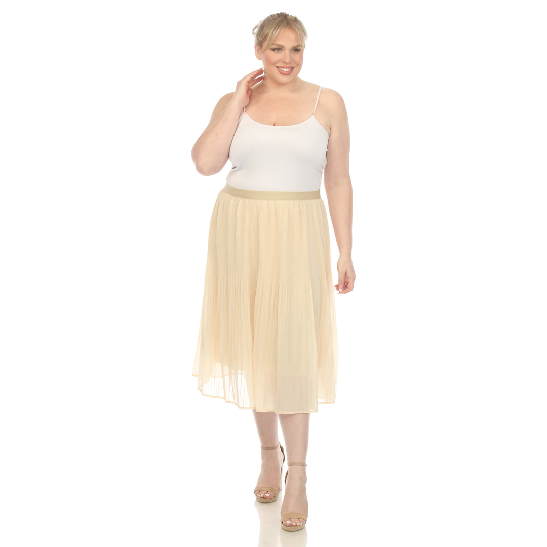 Plus Size Pleated Chiffon Midi Skirt