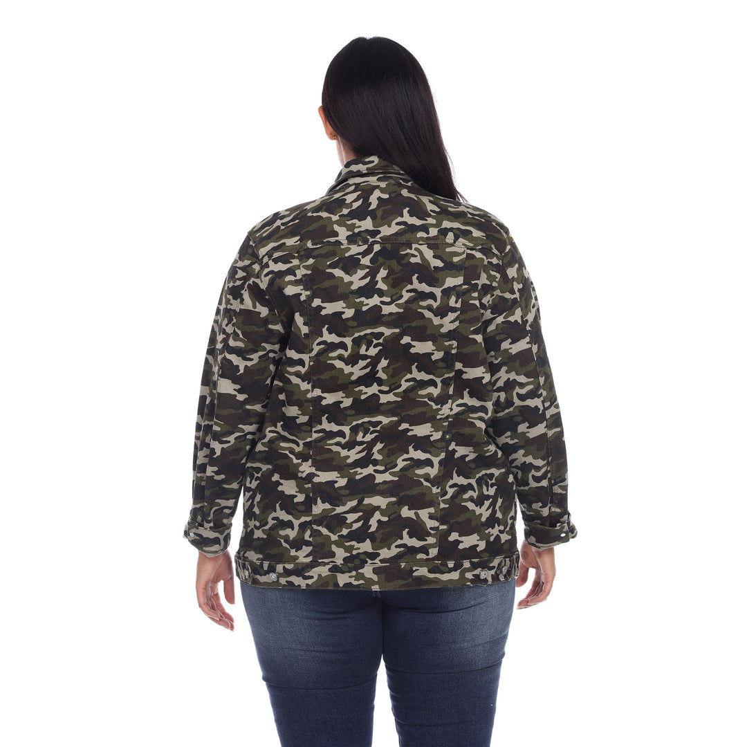 Plus Size Camo Denim Jacket
