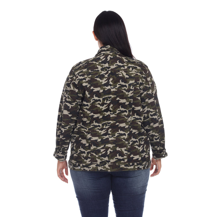 Plus Size Camo Denim Jacket