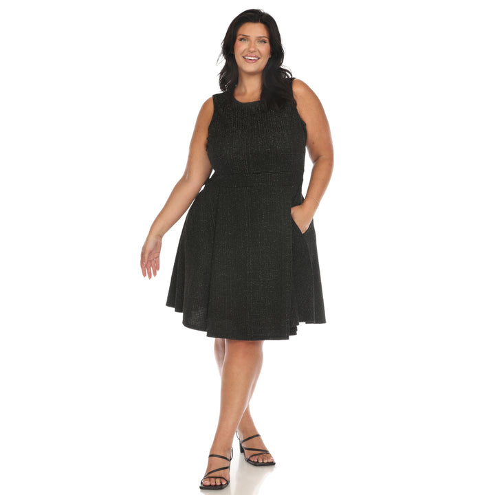 Women's Plus Size Tweed Fit and Flare Dress