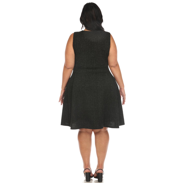Women's Plus Size Tweed Fit and Flare Dress