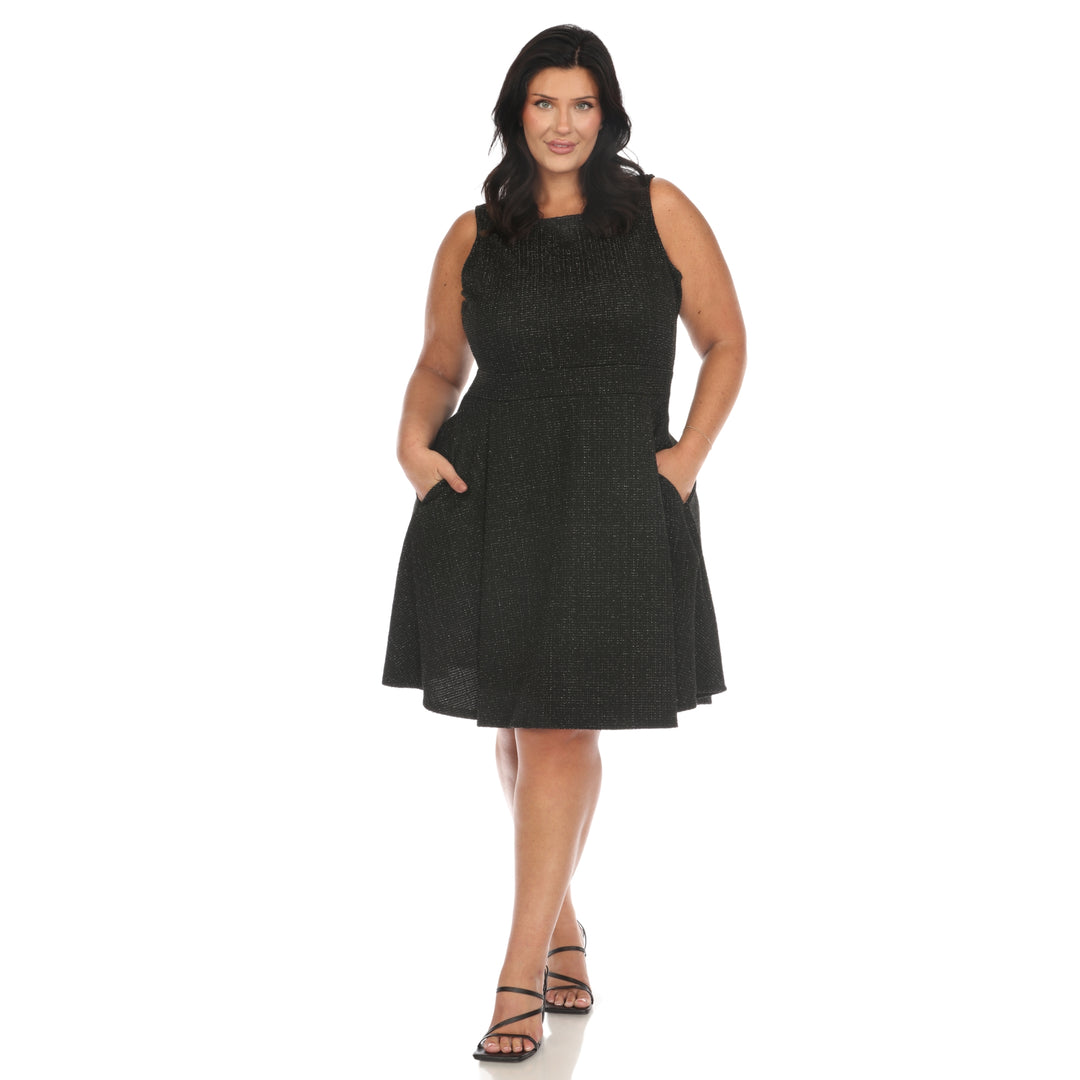 Women's Plus Size Tweed Fit and Flare Dress