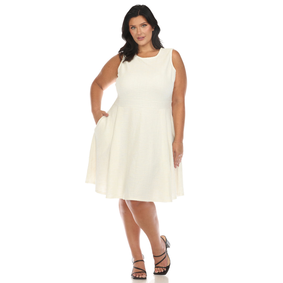 Women's Plus Size Tweed Fit and Flare Dress