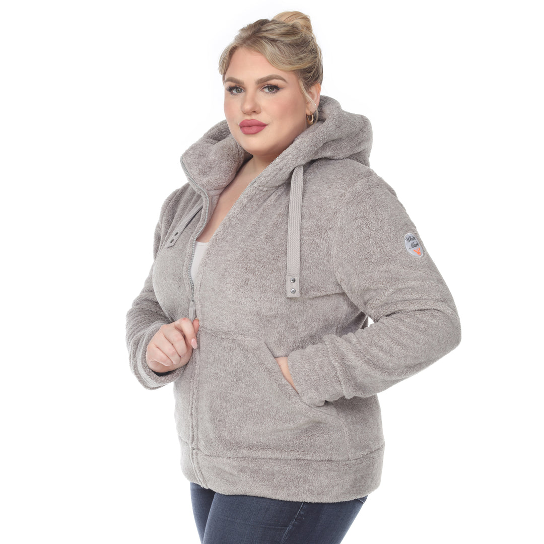 Women's Plus Size Hooded Sherpa Jacket