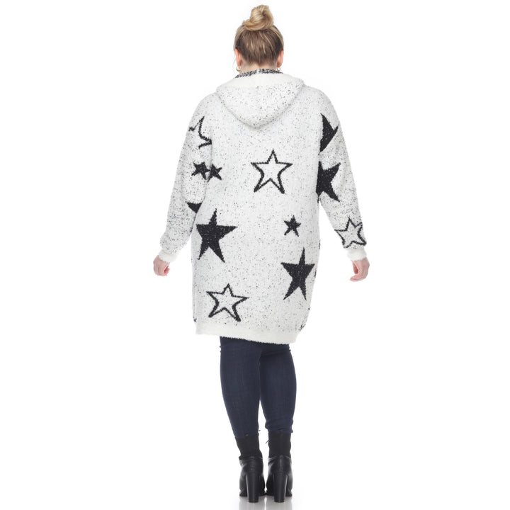 Women's Plus Hooded Open Front Sherpa Coat