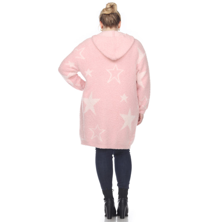 Women's Plus Hooded Open Front Sherpa Coat