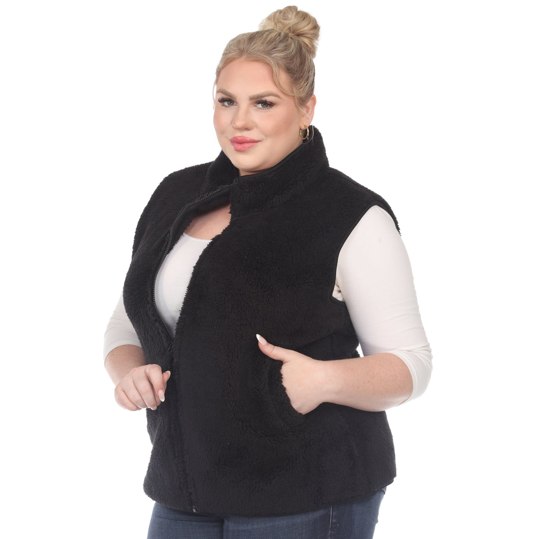 Women's Plus Size Zip Up Sherpa Vest
