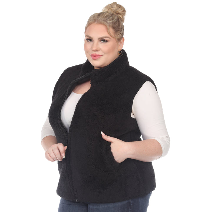 Women's Plus Size Zip Up Sherpa Vest