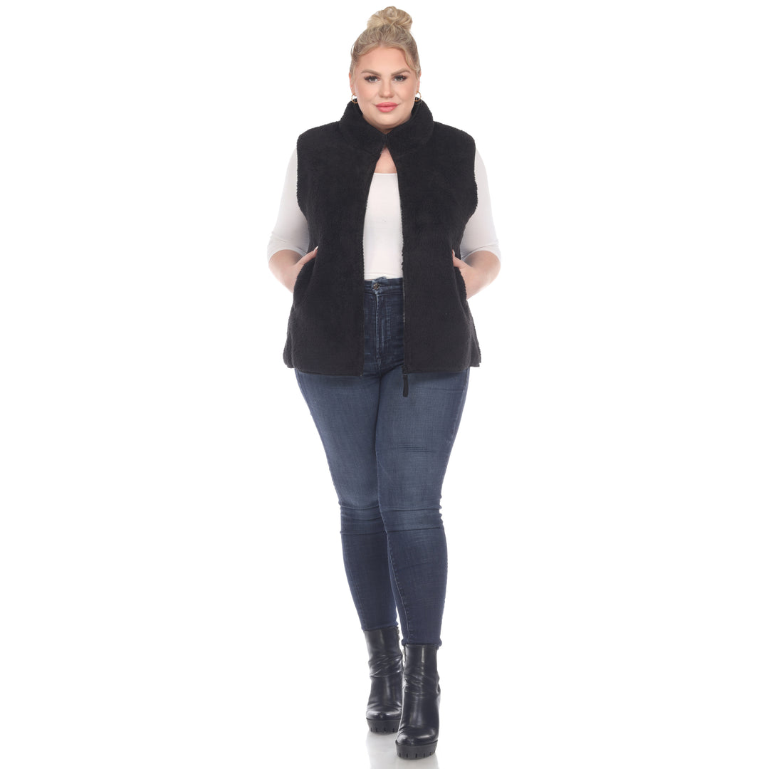 Women's Plus Size Zip Up Sherpa Vest