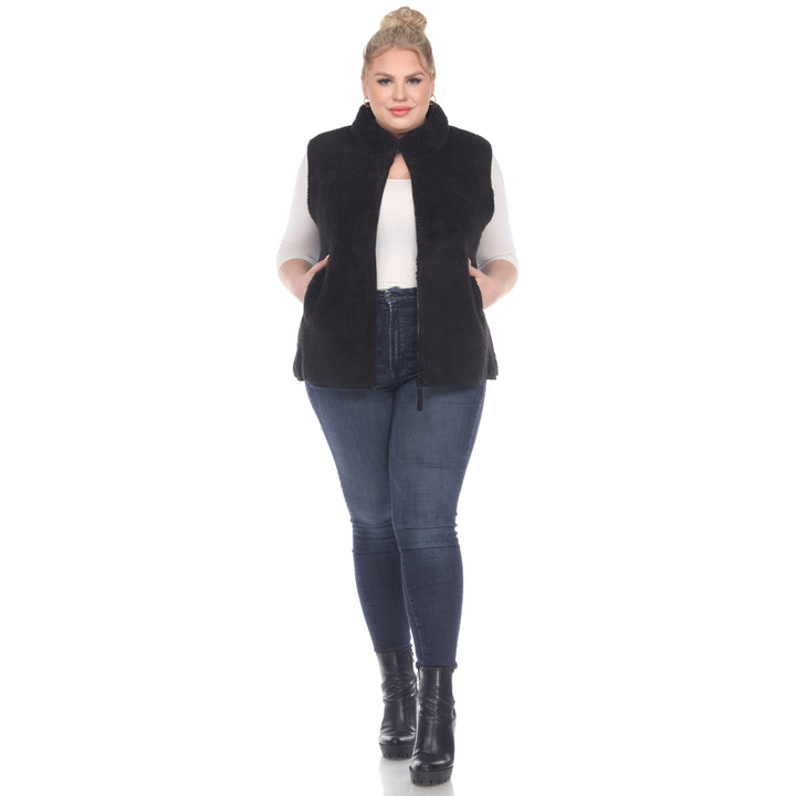 Women's Plus Size Zip Up Sherpa Vest