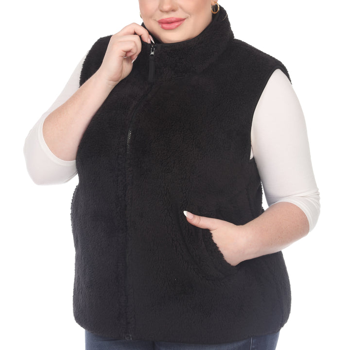 Women's Plus Size Zip Up Sherpa Vest