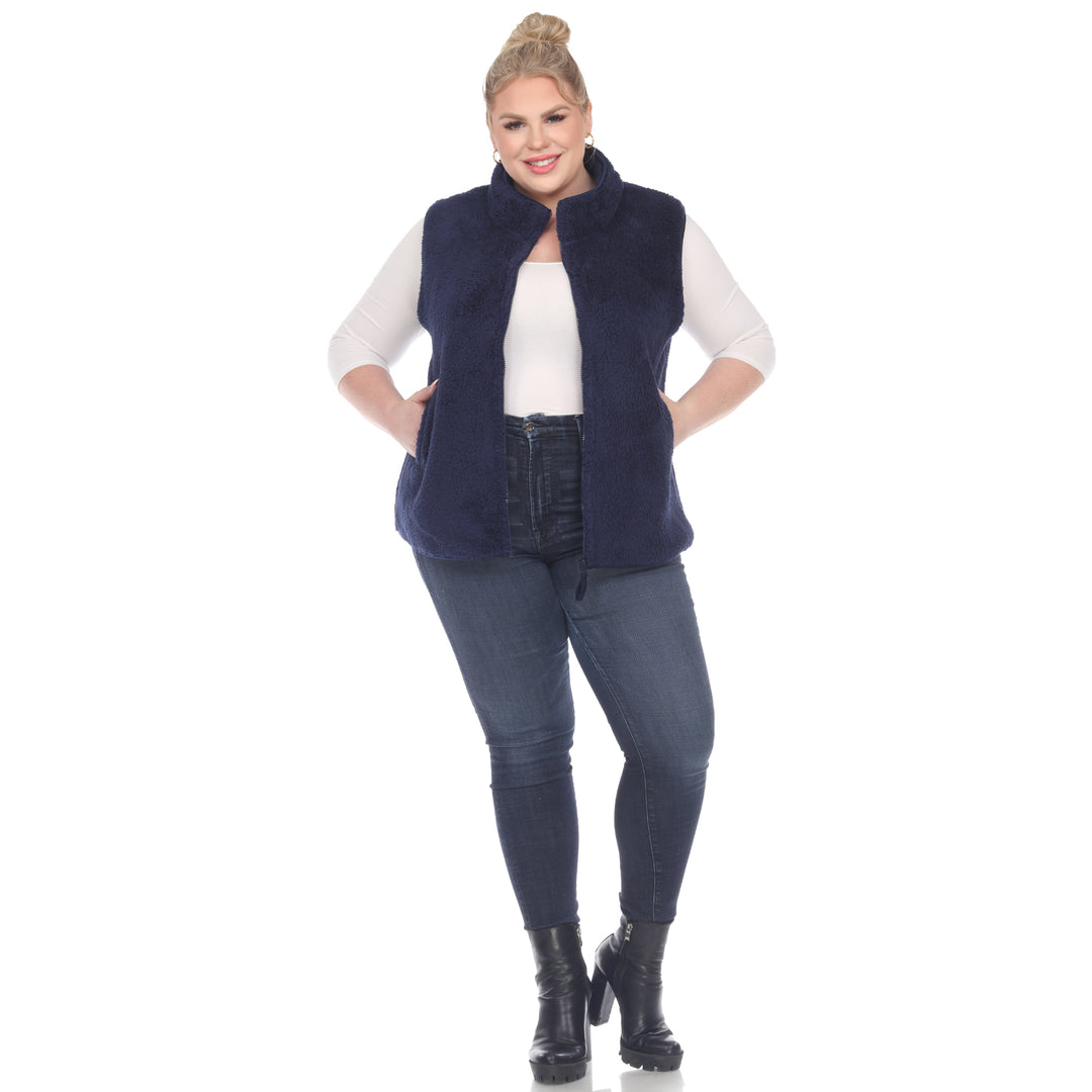 Women's Plus Size Zip Up Sherpa Vest
