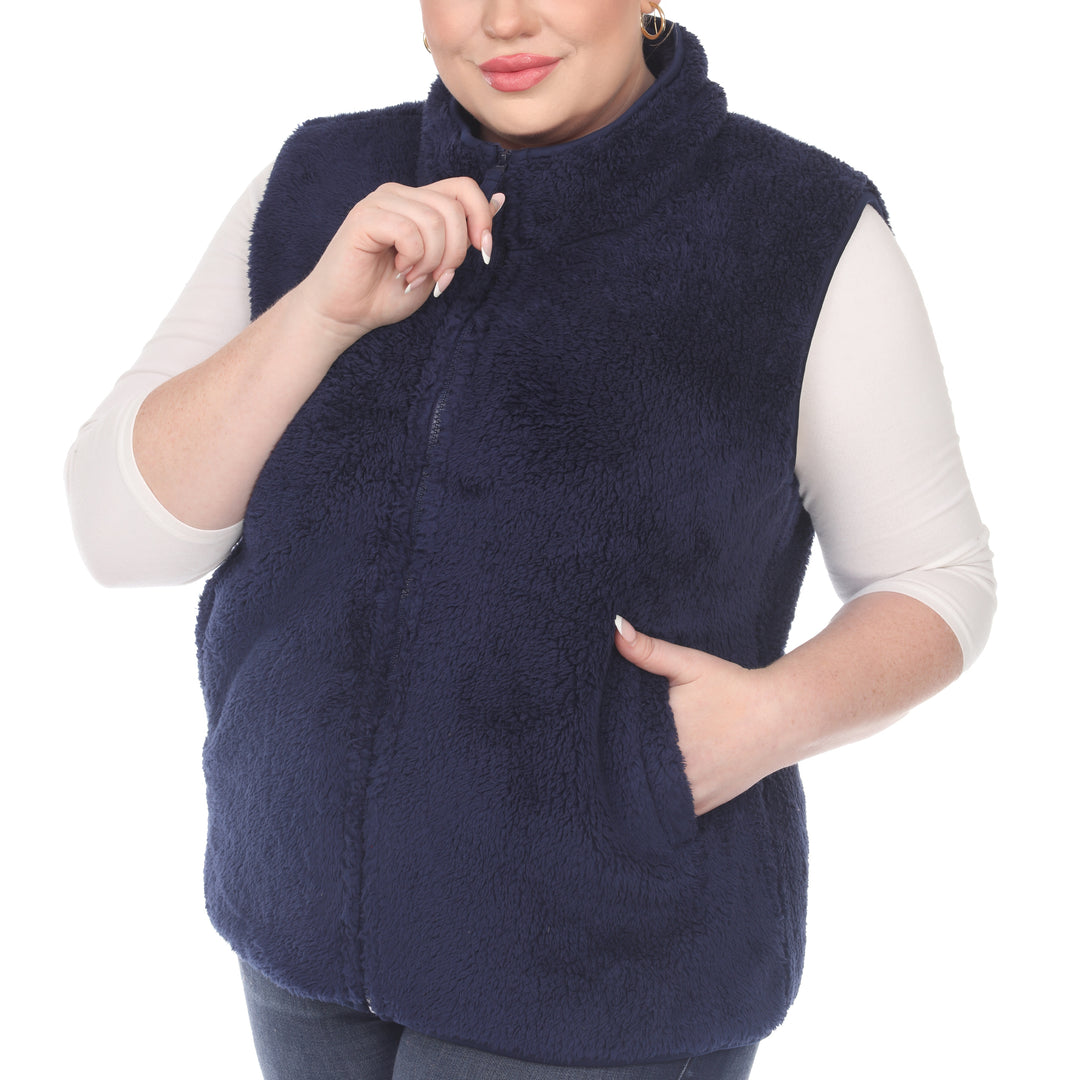 Women's Plus Size Zip Up Sherpa Vest