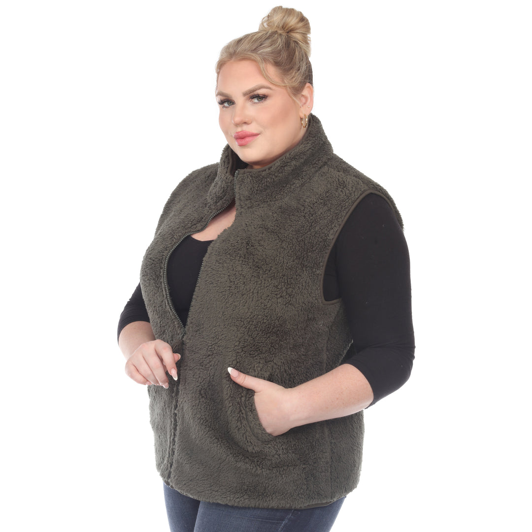 Women's Plus Size Zip Up Sherpa Vest