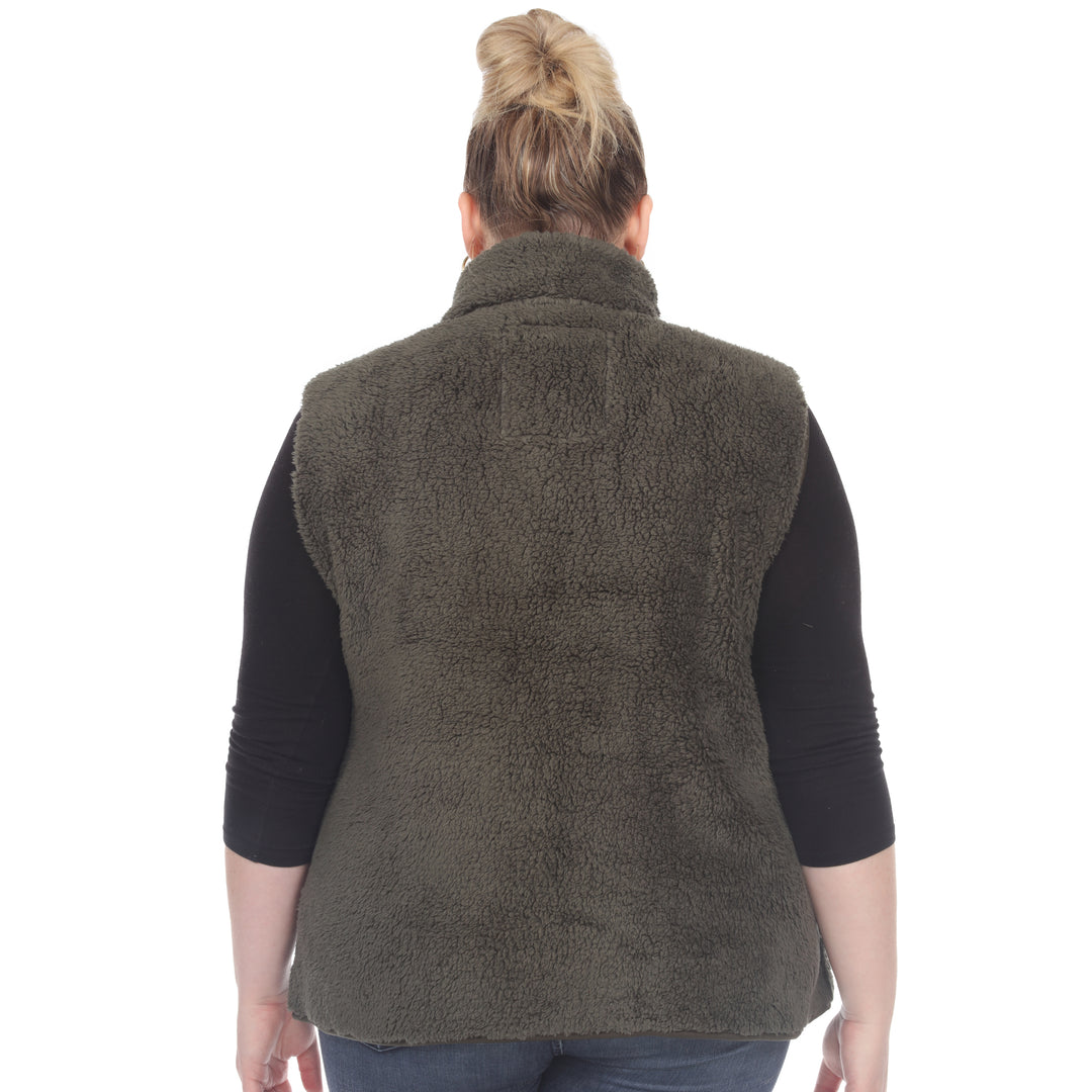 Women's Plus Size Zip Up Sherpa Vest