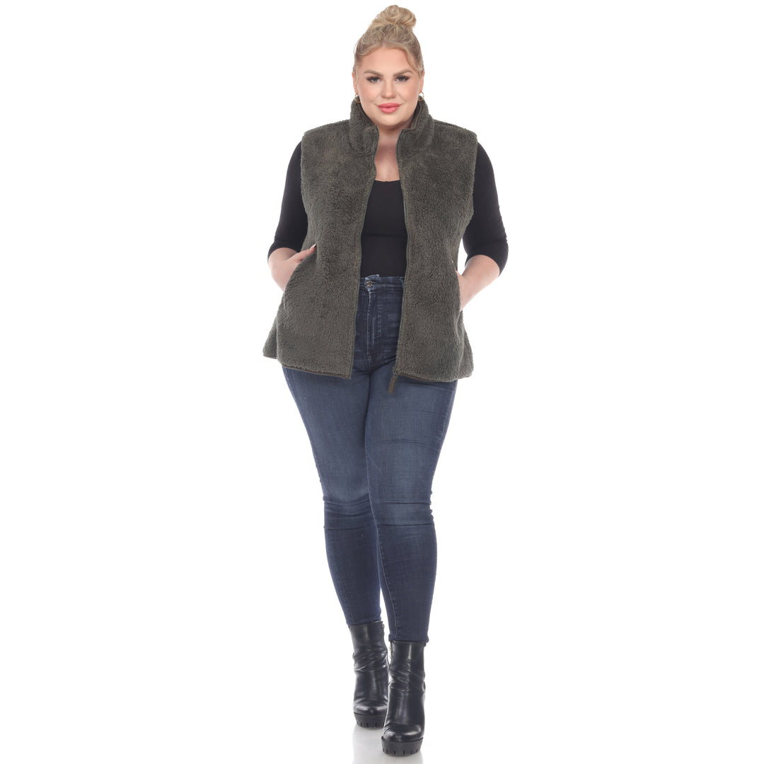 Women's Plus Size Zip Up Sherpa Vest