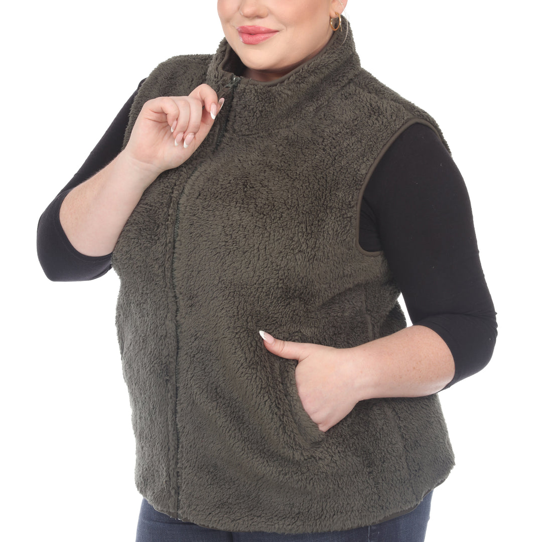 Women's Plus Size Zip Up Sherpa Vest