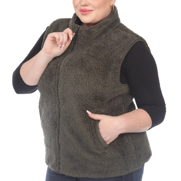 Women's Plus Size Zip Up Sherpa Vest
