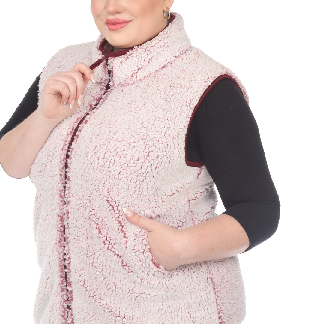Women's Plus Size Zip Up Sherpa Vest