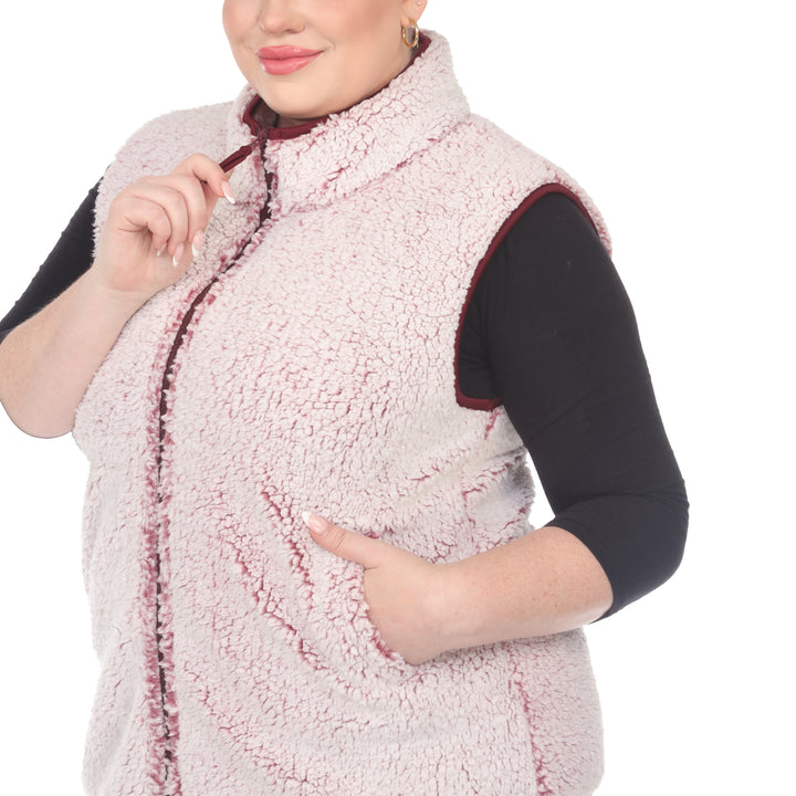 Women's Plus Size Zip Up Sherpa Vest