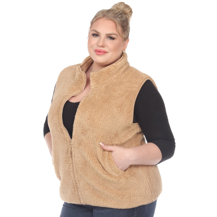 Women's Plus Size Zip Up Sherpa Vest