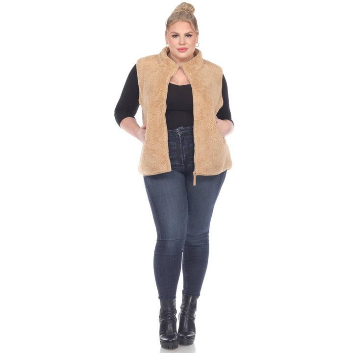 Women's Plus Size Zip Up Sherpa Vest