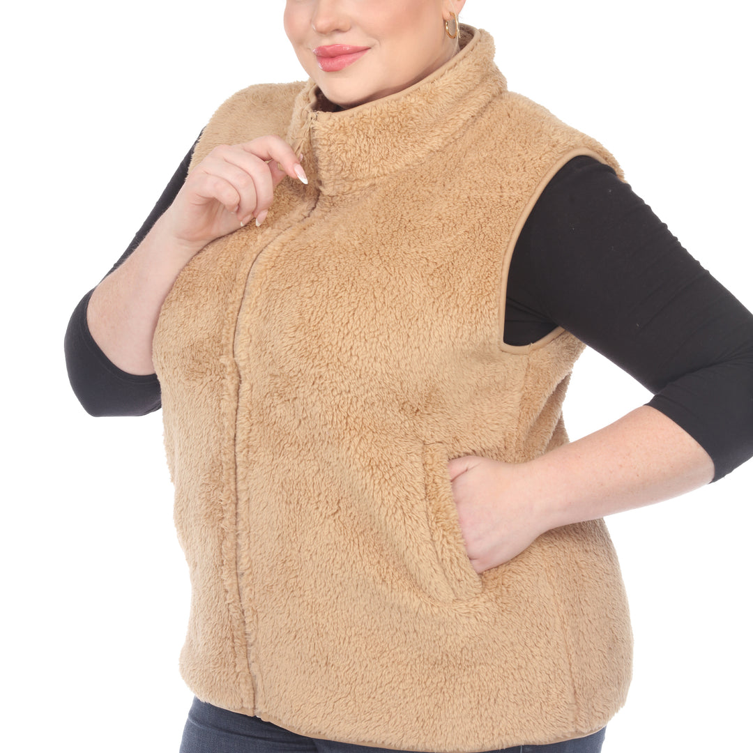 Women's Plus Size Zip Up Sherpa Vest