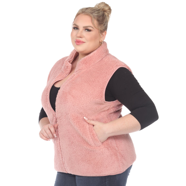 Women's Plus Size Zip Up Sherpa Vest
