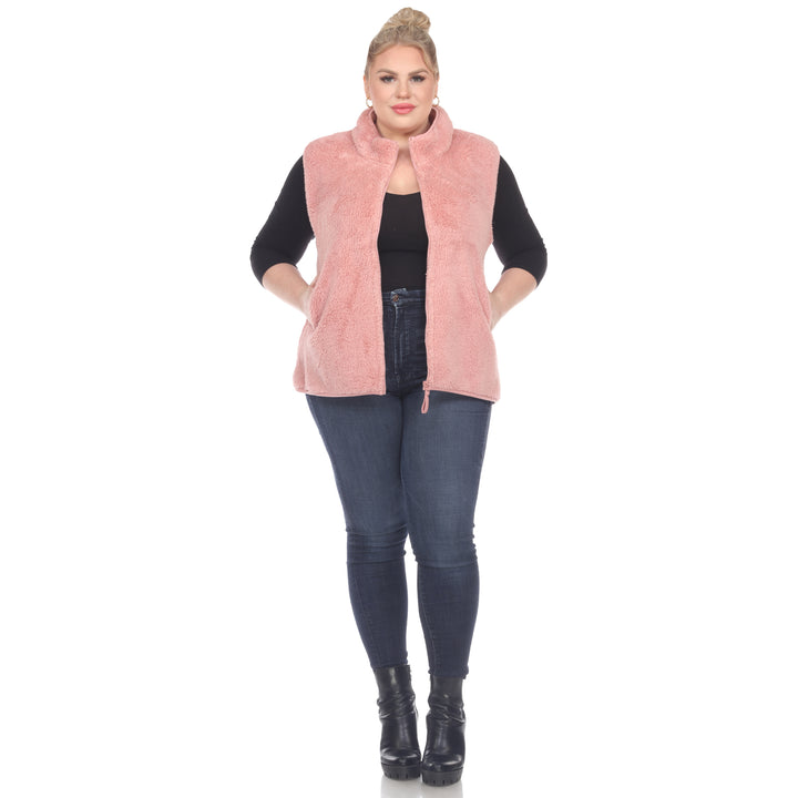 Women's Plus Size Zip Up Sherpa Vest