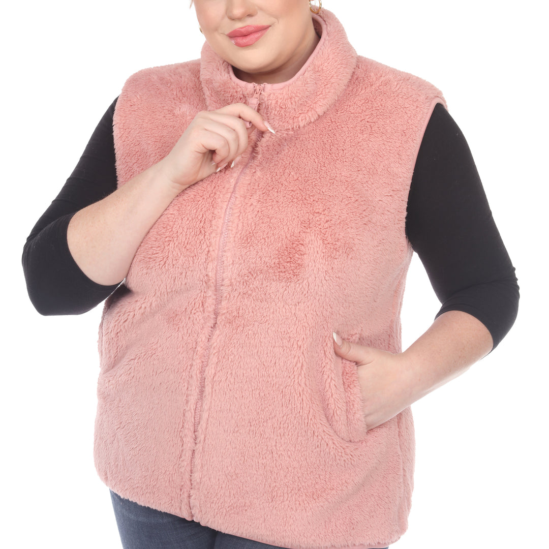 Women's Plus Size Zip Up Sherpa Vest