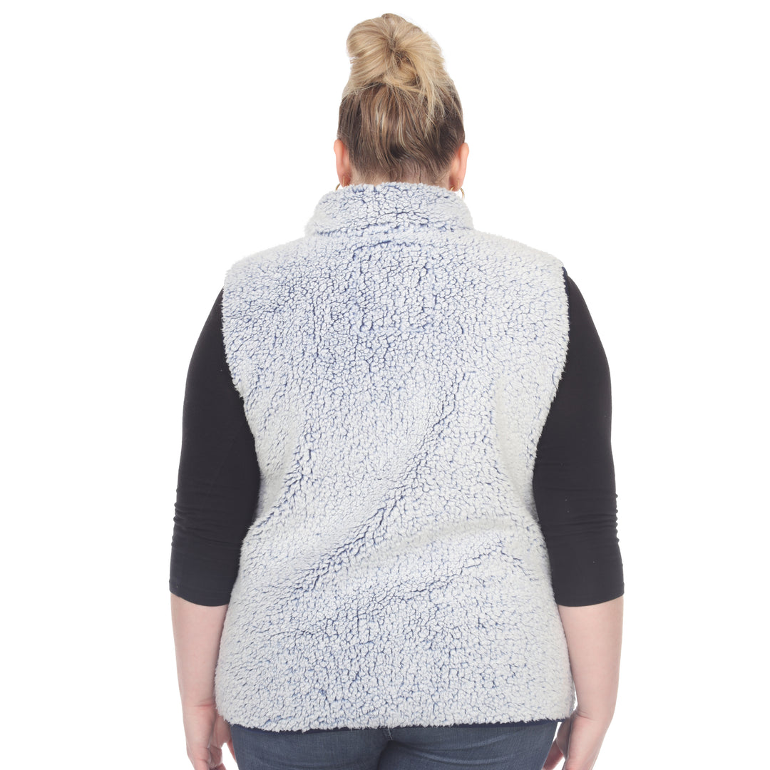 Women's Plus Size Zip Up Sherpa Vest