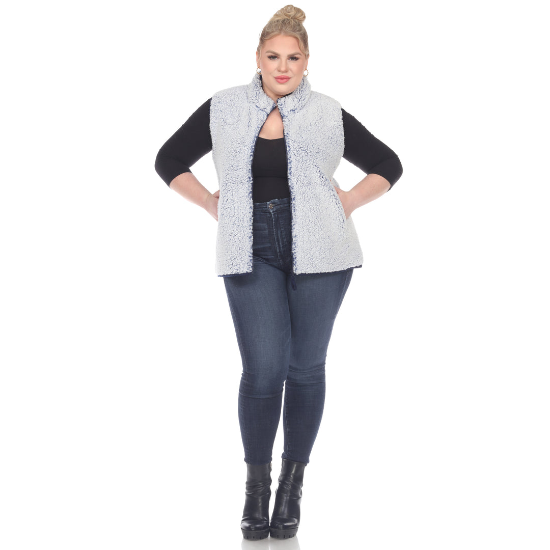 Women's Plus Size Zip Up Sherpa Vest