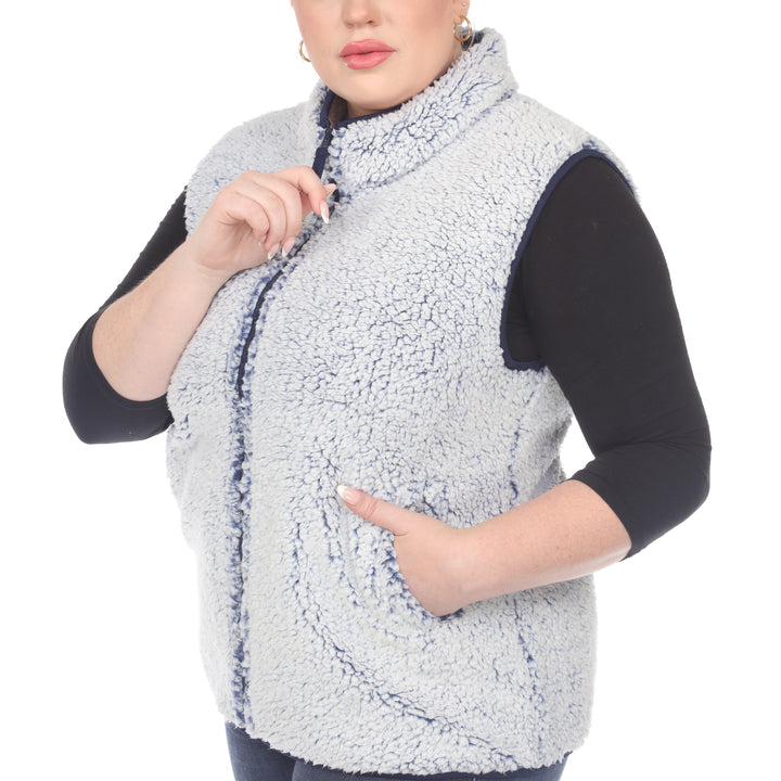 Women's Plus Size Zip Up Sherpa Vest