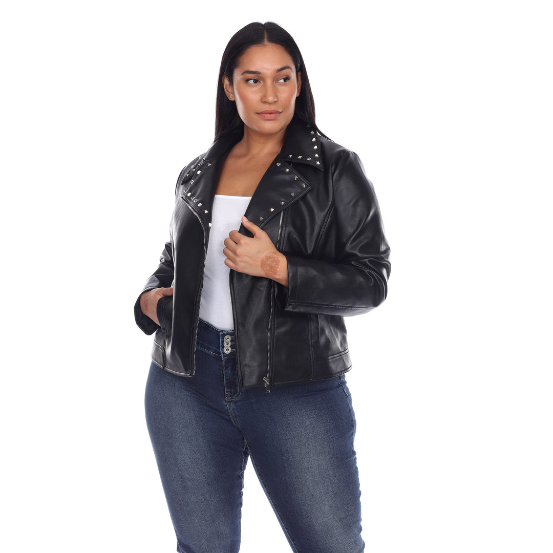 Women's Plus Size PU Faux Leather Jacket