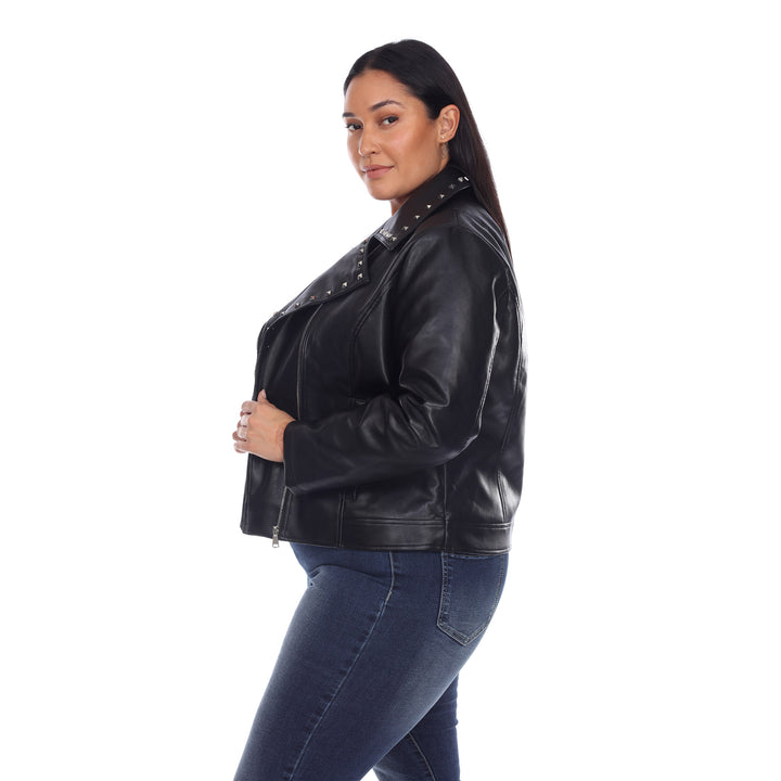 Women's Plus Size PU Faux Leather Jacket