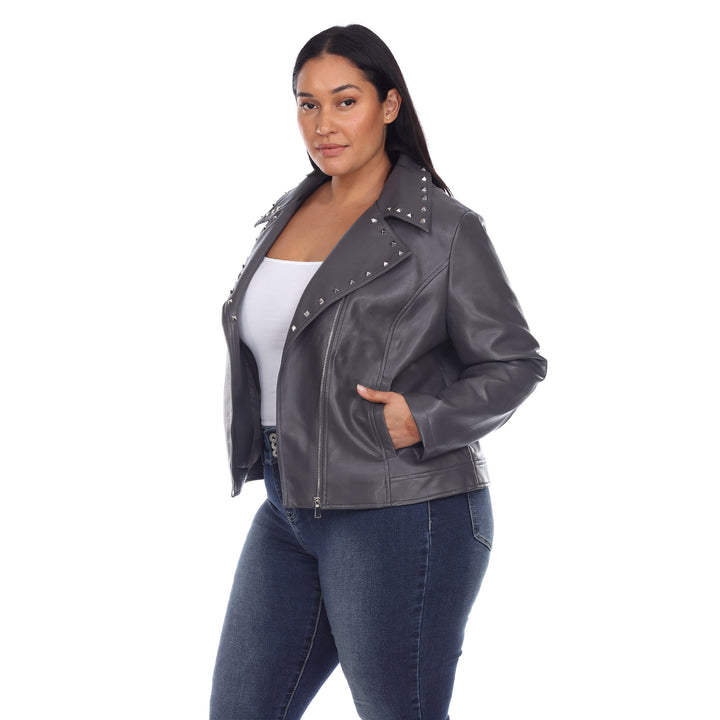 Women's Plus Size PU Faux Leather Jacket