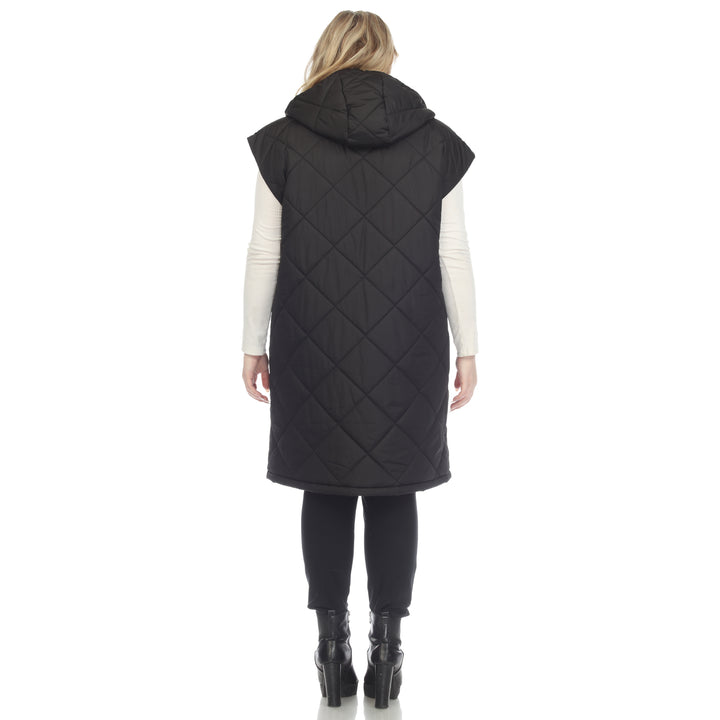 Women's Plus Size Diamond Quilted Hooded Puffer Vest