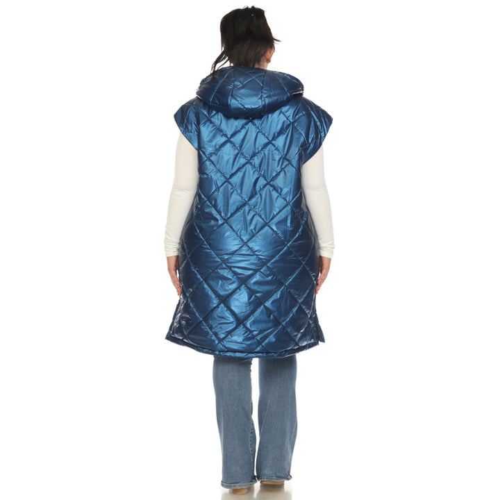 Women's Plus Size Metallic Diamond Puffer Vest