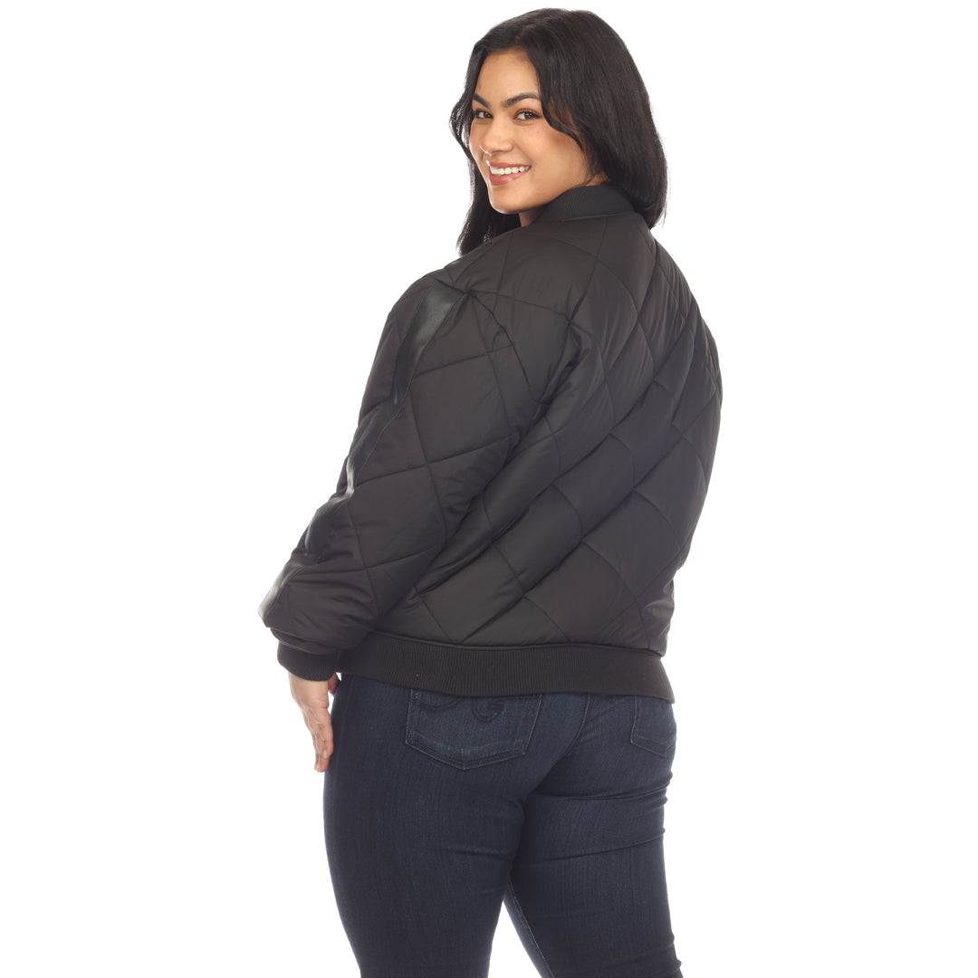 Women's Plus Size Lightweight Diamond Quilted Puffer Bomber Jacket