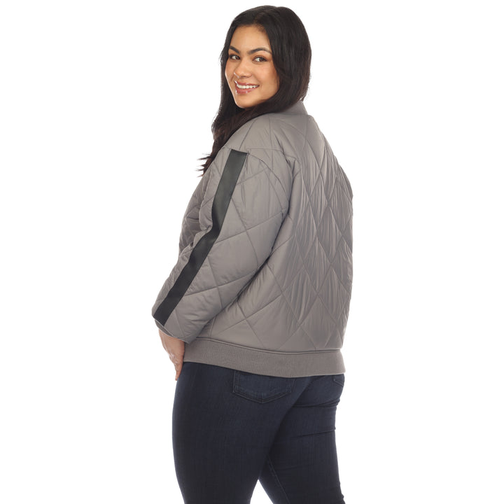 Women's Plus Size Lightweight Diamond Quilted Puffer Bomber Jacket