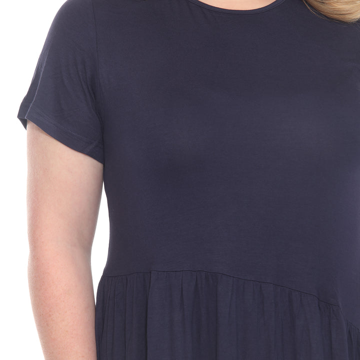 Plus Size Asymetrical Waist and Short Sleeve Swing Dress