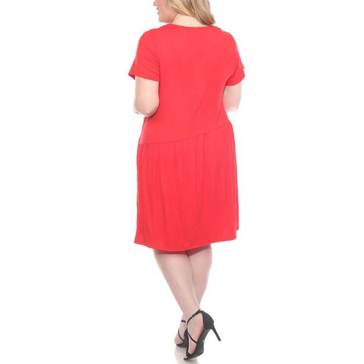Plus Size Asymetrical Waist and Short Sleeve Swing Dress