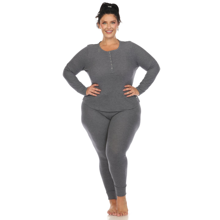 Women's Plus Size Waffle Pajama Set