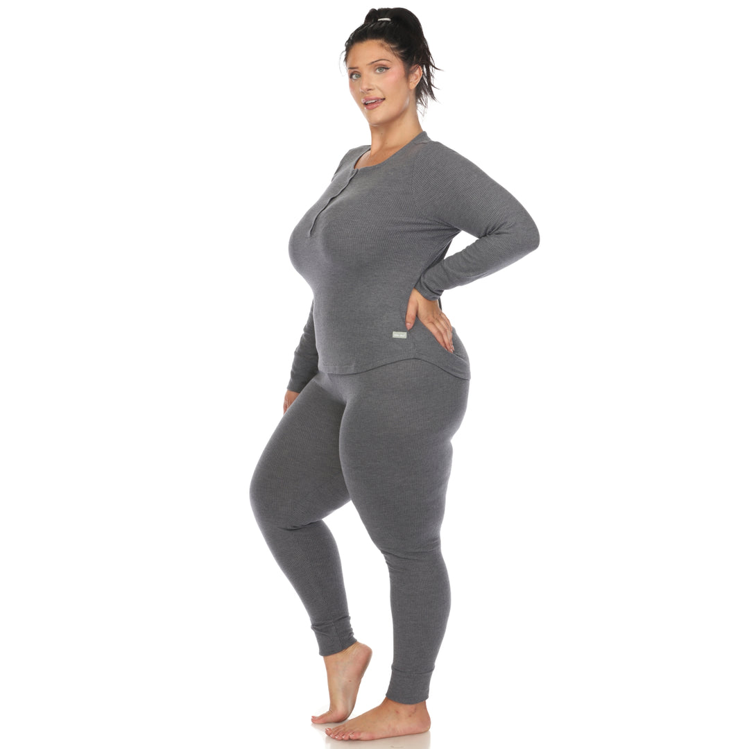 Women's Plus Size Waffle Pajama Set