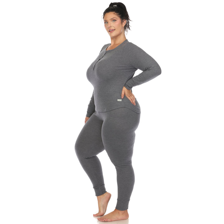 Women's Plus Size Waffle Pajama Set